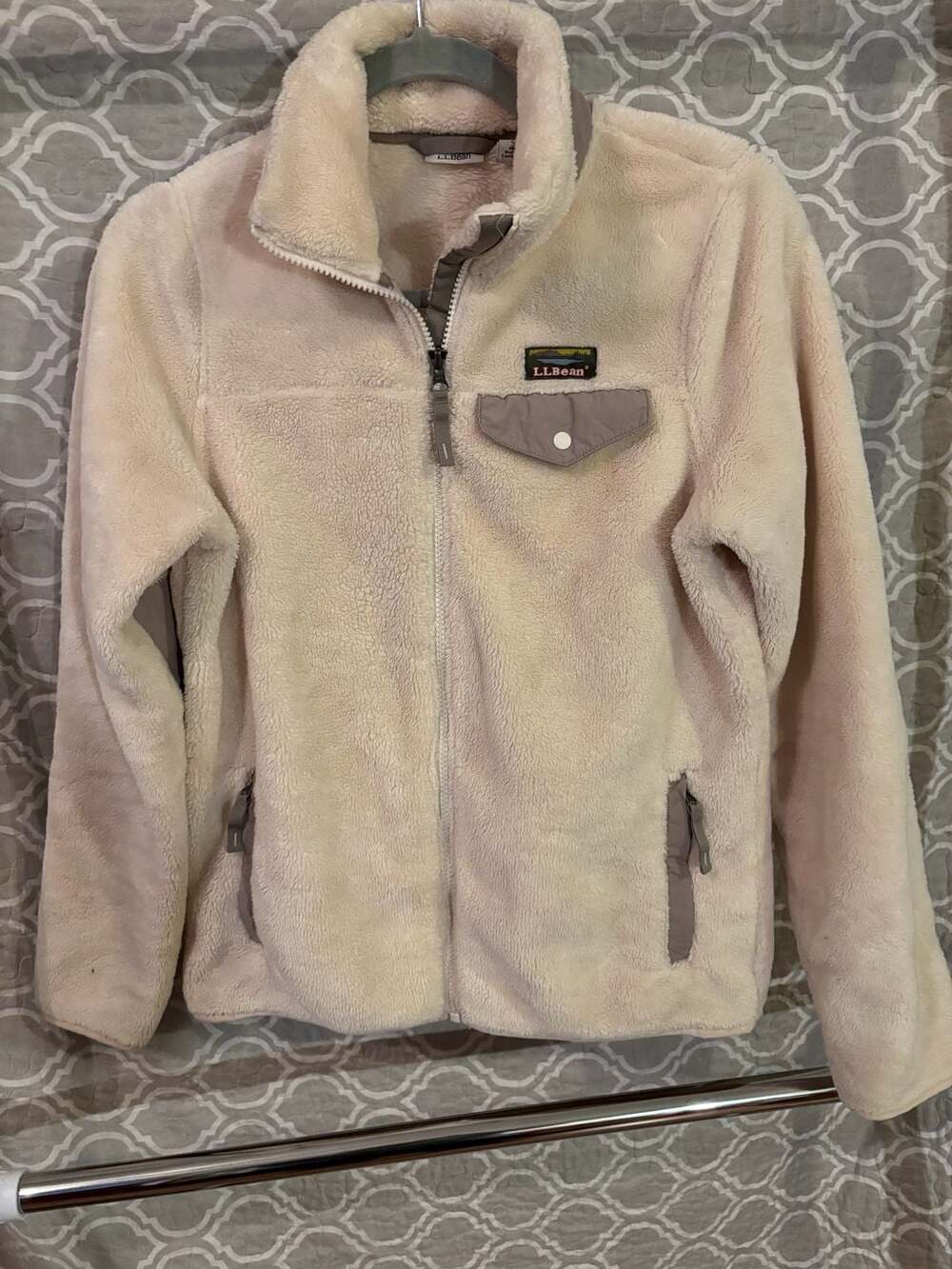 L.L.Bean Hi-Pile Fleece Full-Zip Jacket Cream Size Small